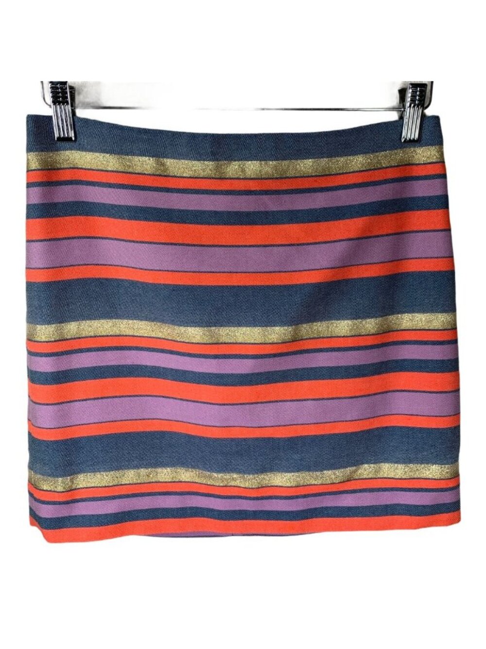 J Crew Metallic Stripe Mini Skirt Size 2 Holiday Party Career Work